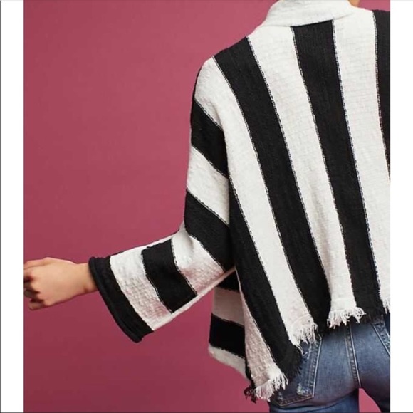 Anthropologie Moth Fringed and Striped Cardigan - Picture 3 of 8